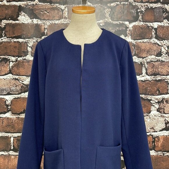 Harlowe & Graham Cardigan Jacket Open Front Blue Size Medium M - Picture 7 of 17